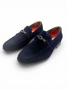 Stacy Adams Ravelle Moc Toe Slip-On Bit Loafers Navy Blue Suede Shoes 7.5 NEW